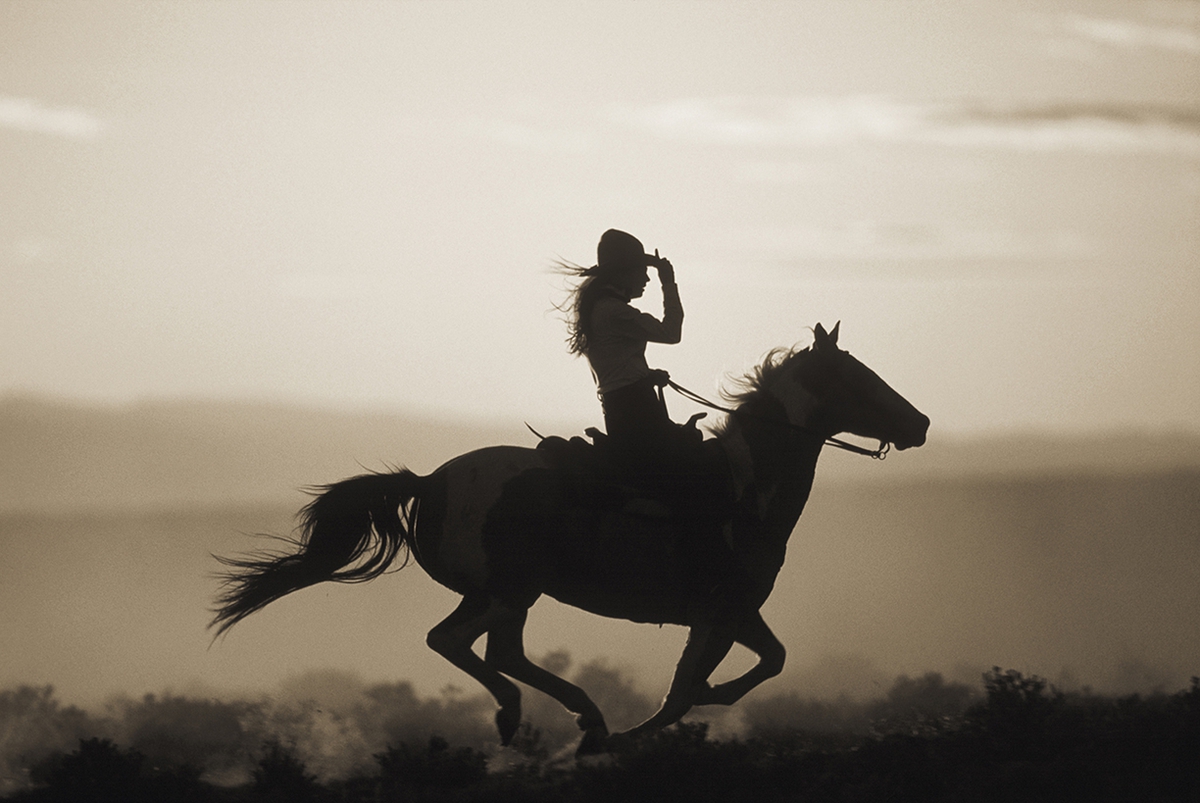 Jules Frazier: Girl on Horseback, Ellensburg, Washington, 1988, 2009, Fine art archival print, 20 x 30 and 34 x 51 inches