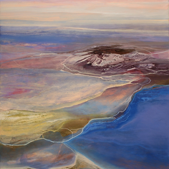 Philip Govedare: Atoll, 2022, Oil on canvas, 52 x 43 inches (framed dimensions: 53 x 44.25 x 1.75 inches)