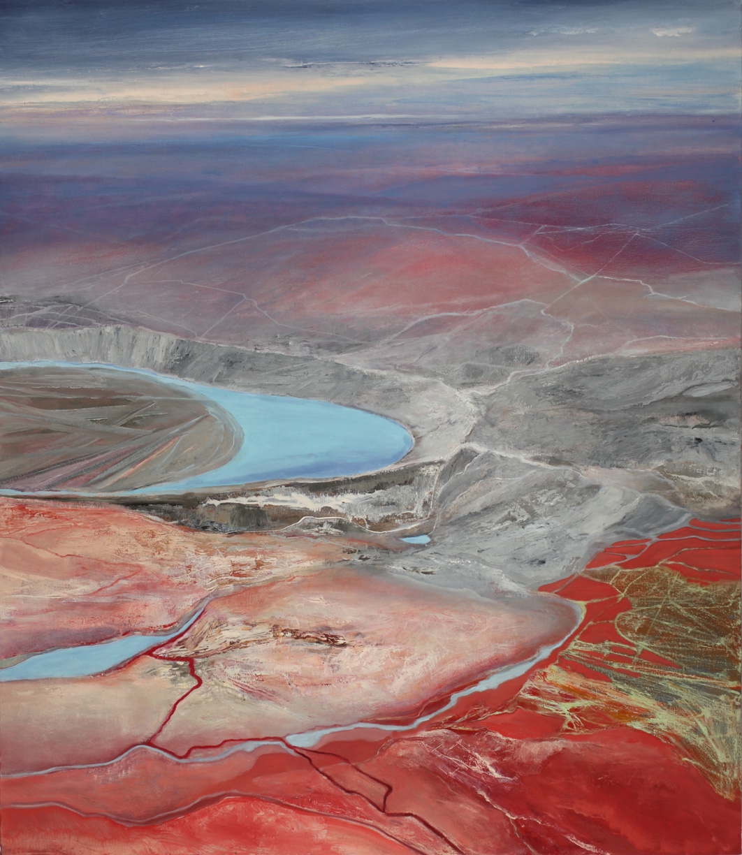 Philip Govedare: Crater, 2020, Oil on canvas, 54 x 47 inches (framed dimensions: 55 x 48 x 2 inches)