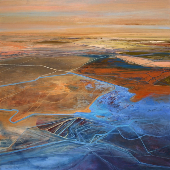 Philip Govedare: Dusk, 2019, Oil on canvas, 67 x 60 x 2 inches (framing dimensions: 68 x 61 x 2 inches)