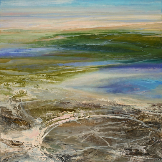 Philip Govedare, Flood, 2025, Oil on canvas, 38 x 30 inches, Framed size 39 x 31.5 x 2 inches