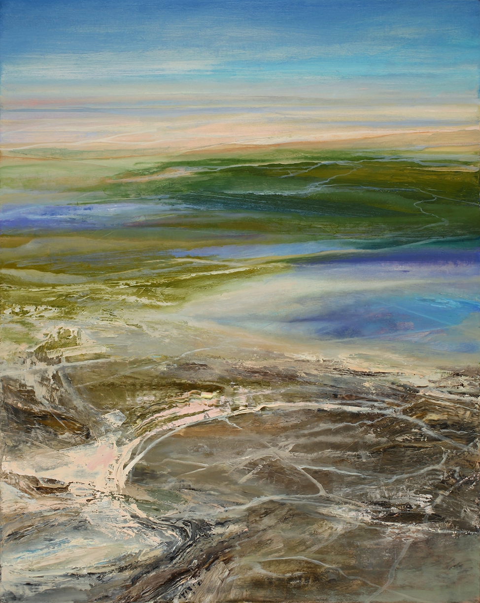 Philip Govedare, Flood, 2025, Oil on canvas, 38 x 30 inches, Framed size 39 x 31.5 x 2 inches