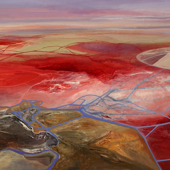 Philip Govedare: Mahkah, 2022, Oil on canvas, 50 x 66 inches (framed dimensions: 51.25 x 67.25 x 2.25 inches)