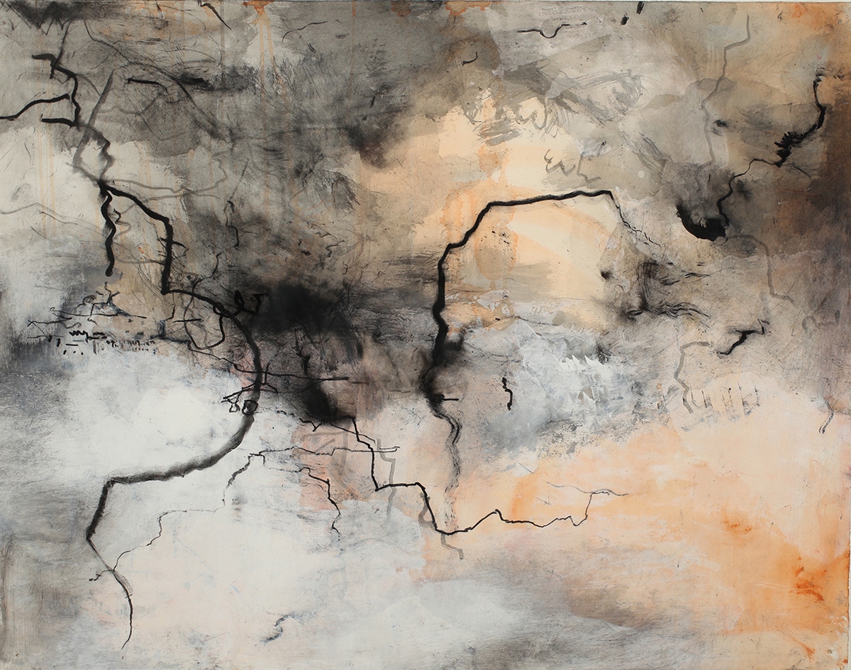 Topos #11, 2000, Ink acrylic, and charcoal on paper, 20 x 26 inches