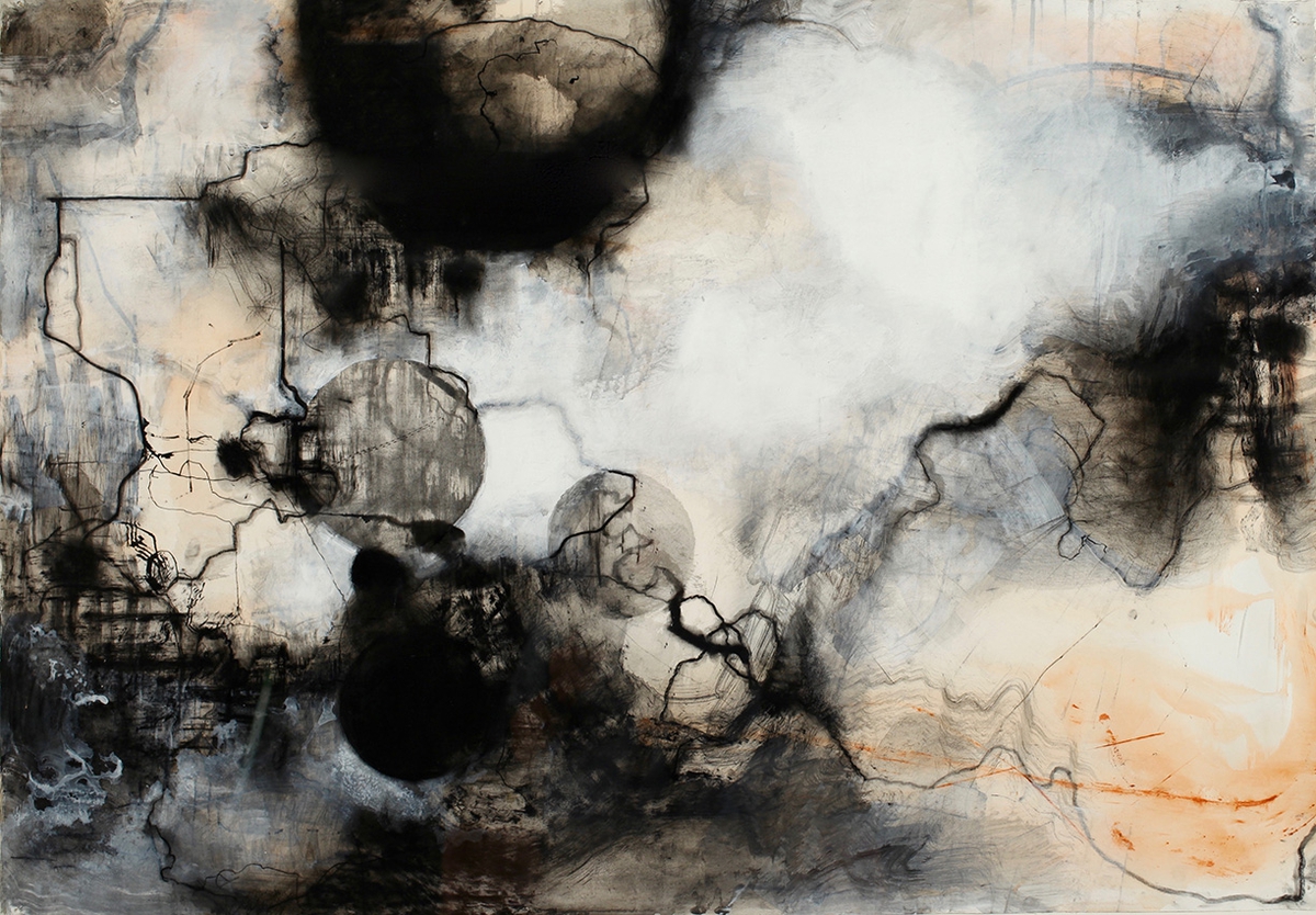 Topos #14, 2000, Ink, acrylic, and charcoal on paper, 31 x 45 inches