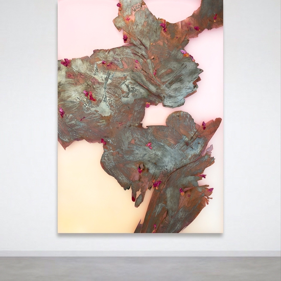 Peter Gronquist: Alchemist 1, 2024, Resin, pigment, silver oxide, acrylic, oil, Vinyl record, 84 x 60 inches