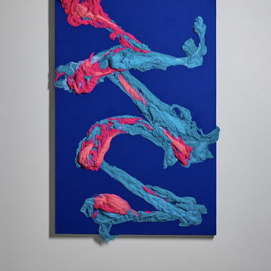 Peter Gronquist: Felted 1, 2022, Felted wool on stretched wool, 72 x 48 inches