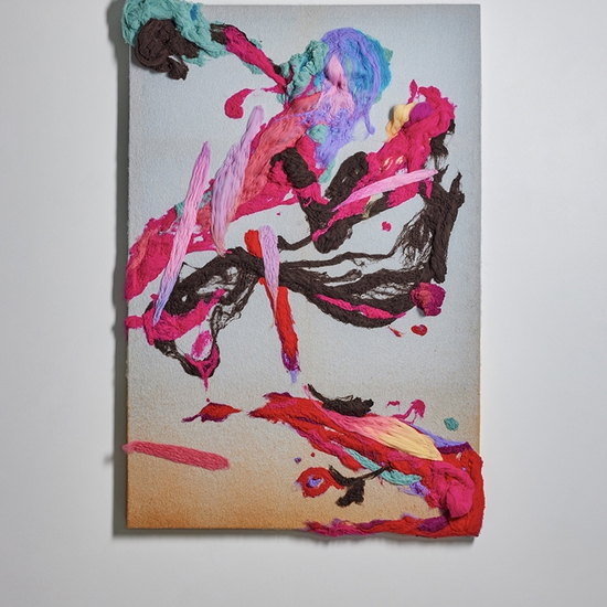 Peter Gronquist: Felted 2, 2022, Felted wool on stretched wool, 72 x 48 inches