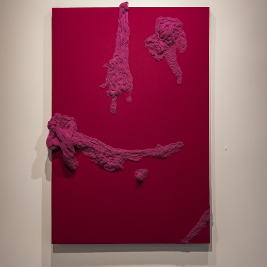 Peter Gronquist: Felted 3, 2022, Felted wool on stretched wool, 72 x 48 inches