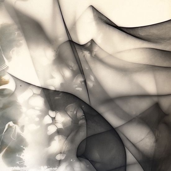 Peter Gronquist: Reflectoglyph 10, 2021, Light reflected from twisted steel onto black and white photo paper, then developed, 48 x 72 inches