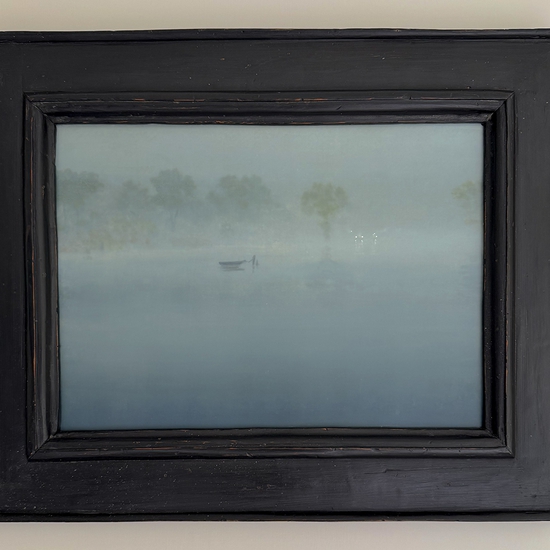 Stephen Hannock, Flooded River: Emerald Dawn, 2001, Polished oil on canvas mounted on board, 13 x 18 inches