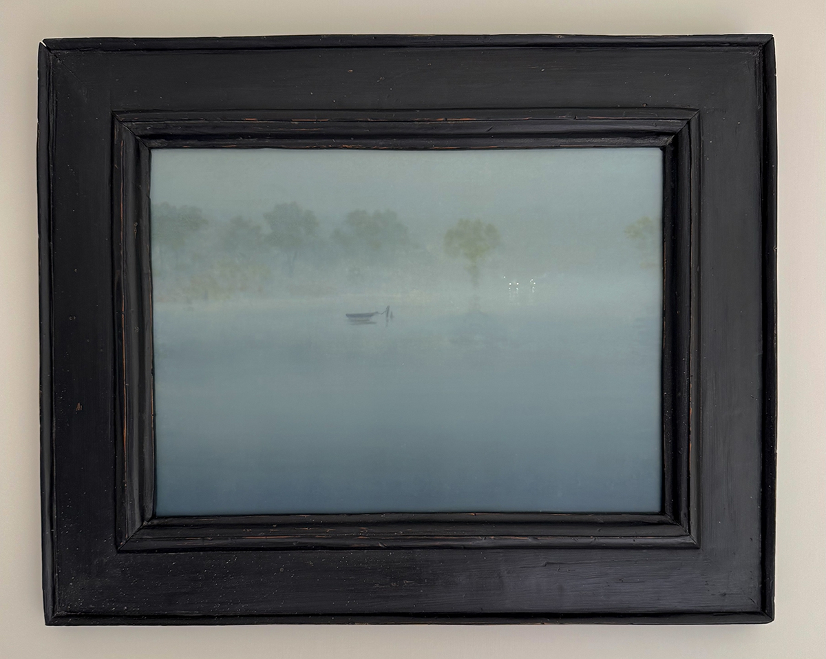 Stephen Hannock, Flooded River: Emerald Dawn, 2001, Polished oil on canvas mounted on board, 13 x 18 inches