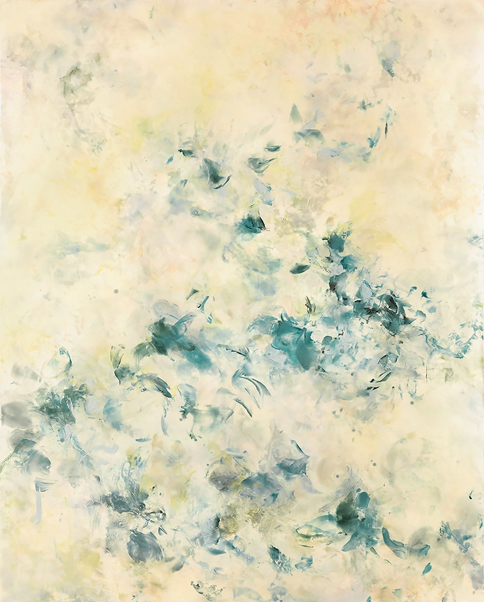 Betsy Eby, Her Broken Pearls Became the Milky Way, 2021, Hot wax, cold wax, oil, ink on panel, 60 x 48 inches