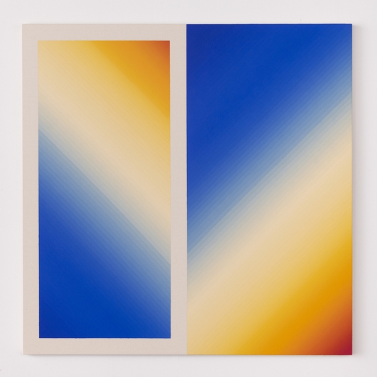 Audrey Stone: Holding Half The Sky, Ultramarine, 2021, Flashe on canvas, 40 x 40 inches
