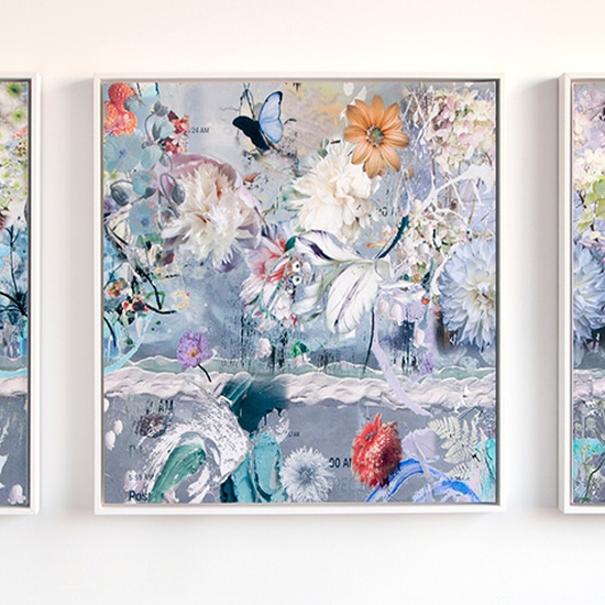 Irene Mamiye: Homage 1025 (Treading Water) Triptych, 2018, Pigment print on canvas, 30 x 30 inches each