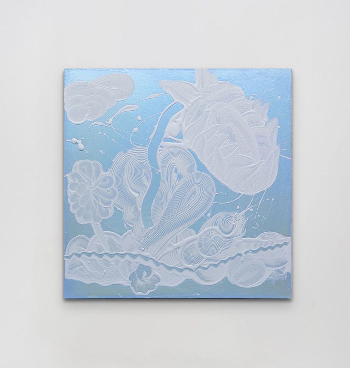 Catherine Howe: Blue Mica Painting (Garden No. 2), 2019, Interference mica pigment, acrylic mediums, acrylic paint on canvas, 24 x 24 x 1.5 inches