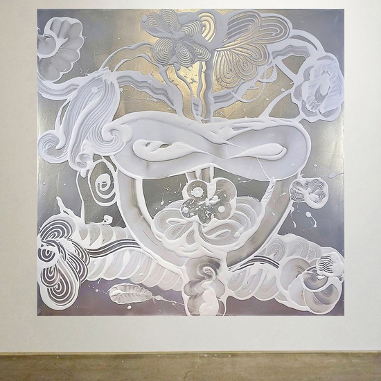 Catherine Howe: Dark Mica Painting (Summerwing), 2023, Acrylic mediums, interference and mineral pigments on canvas, 60 x 60 x 1.5 inches