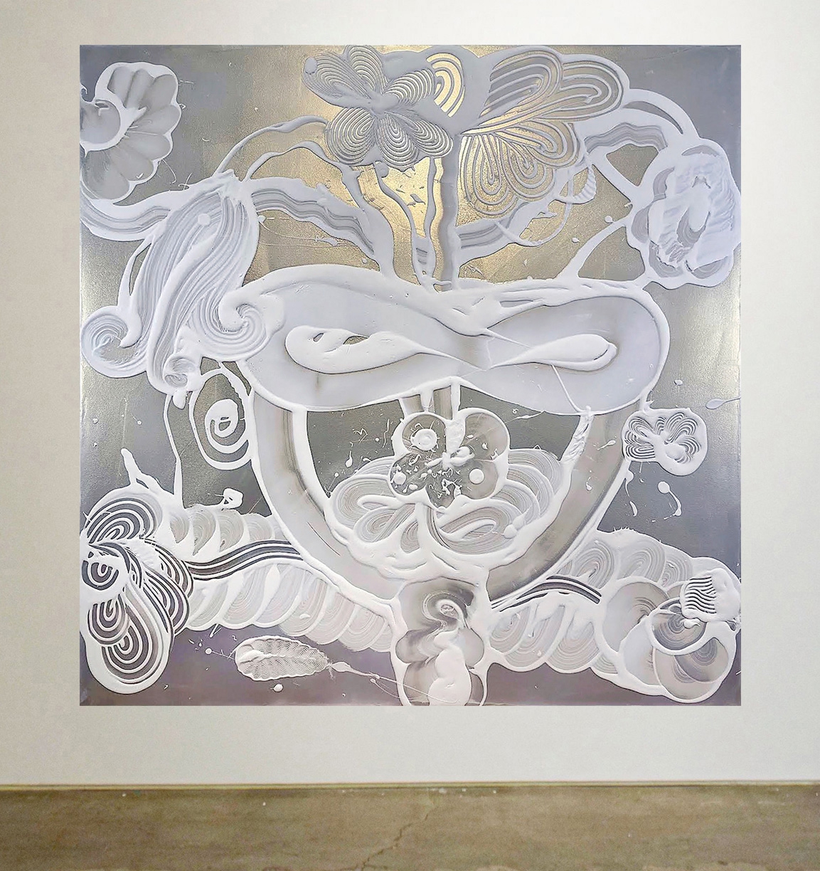 Catherine Howe: Dark Mica Painting (Summerwing), 2023, Acrylic mediums, interference and mineral pigments on canvas, 60 x 60 x 1.5 inches