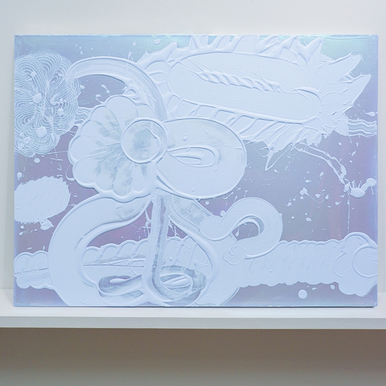 Installation of "Green Violet Blue Mica Painting (Daze-y)"
