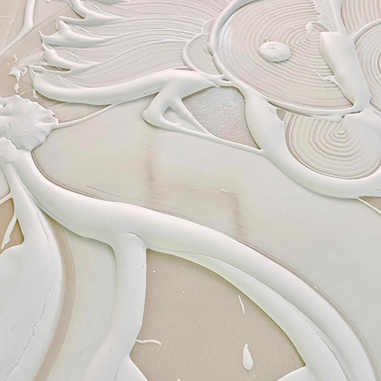 Detail of 'Iridescent White Painting (Blue Star)'
