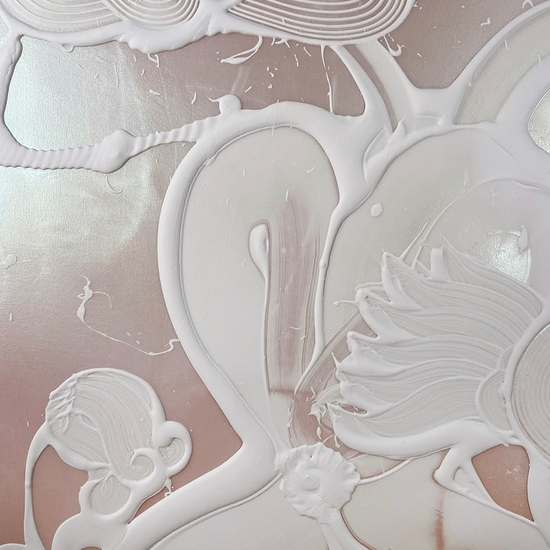 Detail of "Iridescent White Painting (Blue Star)"