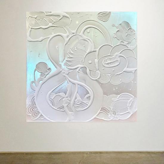 (9985) Iridescent White Painting (Blue Star) -- Catherine Howe