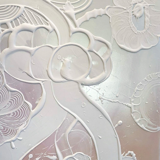Detail of "Iridescent White Painting (Bluebell)"