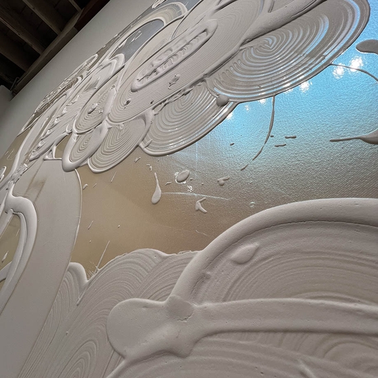 Detail of 'Iridescent White Painting (Blue Star)'