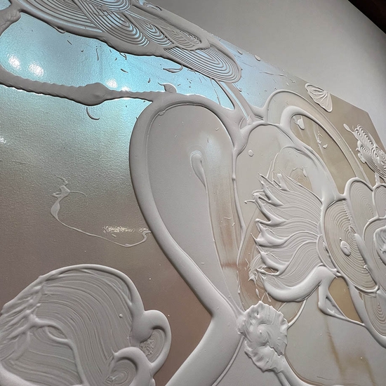 Detail of 'Iridescent White Painting (Blue Star)'