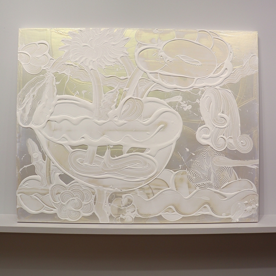 Catherine Howe: Mica Painting (Bella), 2019, Interference mica pigment, acrylic mediums, acrylic paint on canvas, 48 x 60 x 1.5 inches