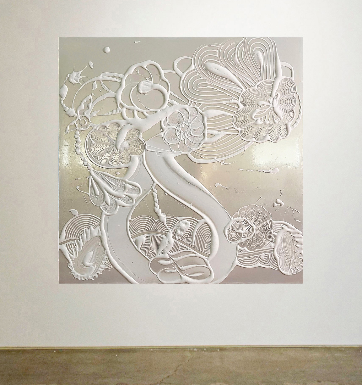 Catherine Howe: Mica Painting (Kalliope), 2023, Acrylic mediums, interference and mineral pigments on canvas, 48 x 48 x 1.5 inches