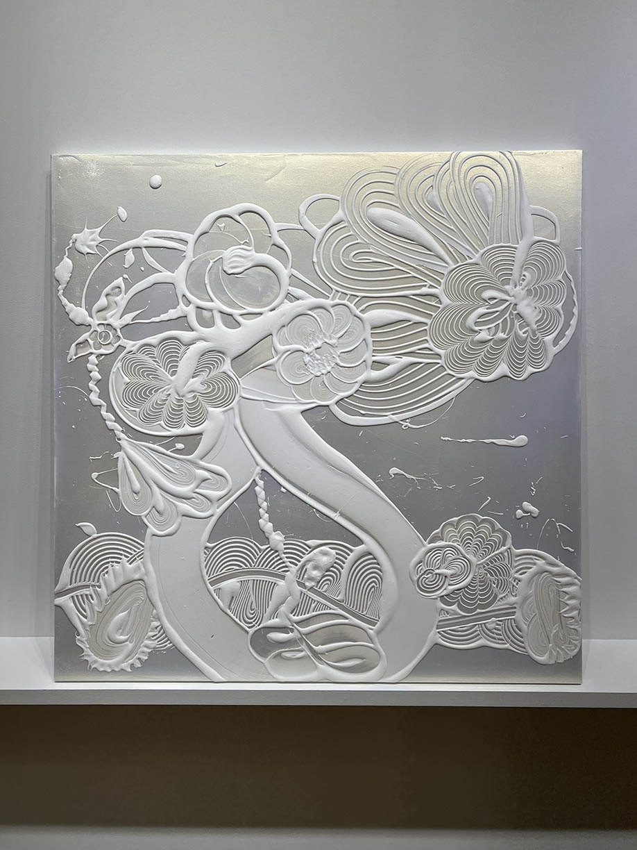Catherine Howe, Mica Painting (Kalliope), 2023, Acrylic mediums, interference and mineral pigments on canvas, 48 x 48 x 1.5 inches