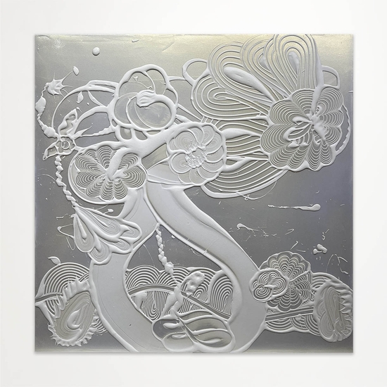 Catherine Howe, Mica Painting (Kalliope), 2023, Acrylic mediums, interference and mineral pigments on canvas, 48 x 48 x 1.5 inches