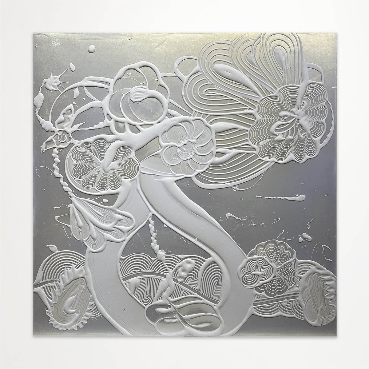 Catherine Howe, Mica Painting (Kalliope), 2023, Acrylic mediums, interference and mineral pigments on canvas, 48 x 48 x 1.5 inches