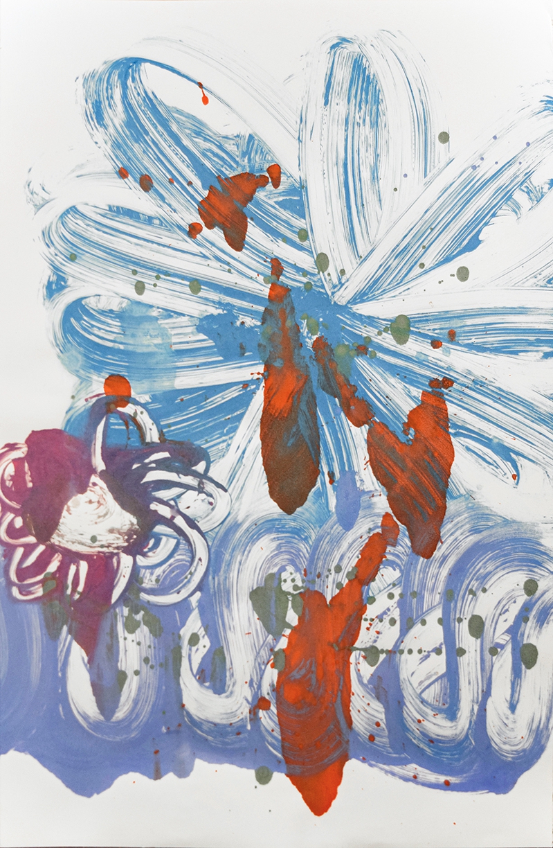 Catherine Howe: Monotype No. 16, 2020, Acrylic on rag paper, 40 x 26.5 inches