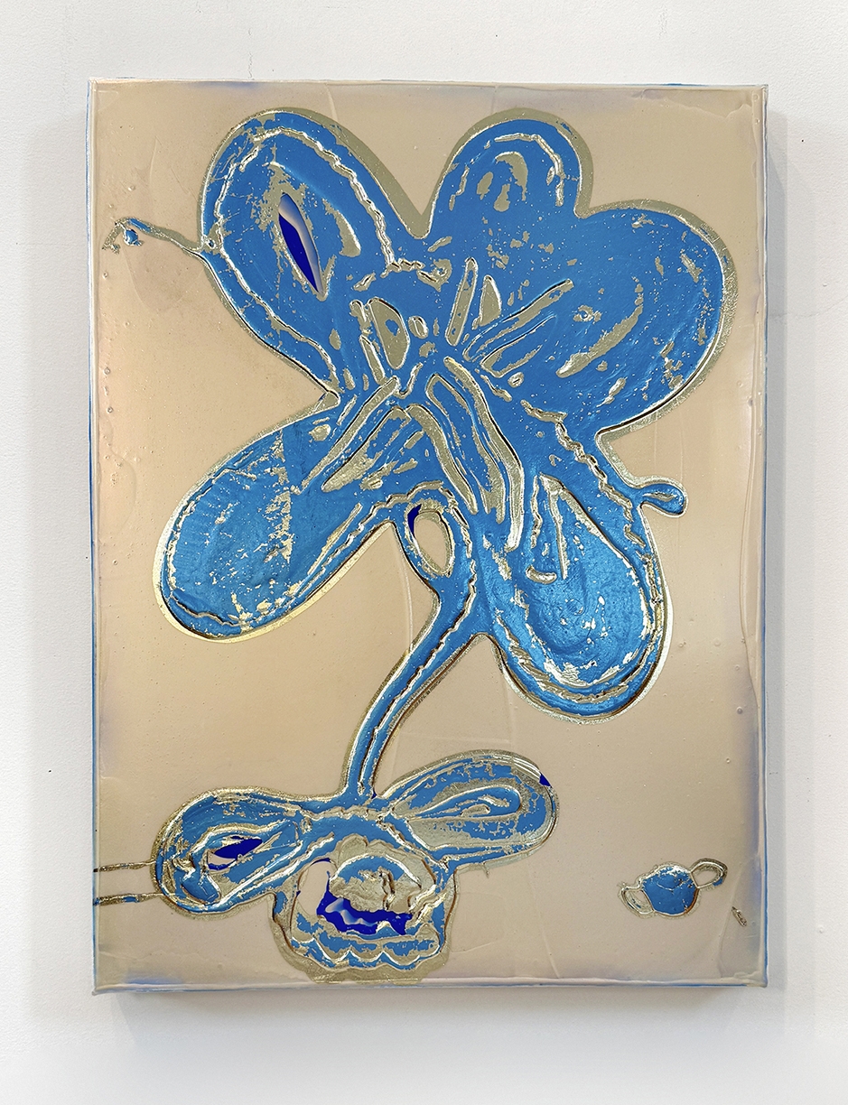 Catherine Howe, Tiny Bloom No. 23, 2026, Acrylic, interference mica pigments, metal leaf on canvas, 24 x 18 inches