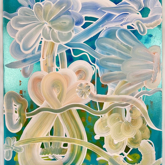 Catherine Howe: Wallflower (No. 7), 2024, Acrylic and mica pigments on canvas, 30 x 24 x 1.5 inches