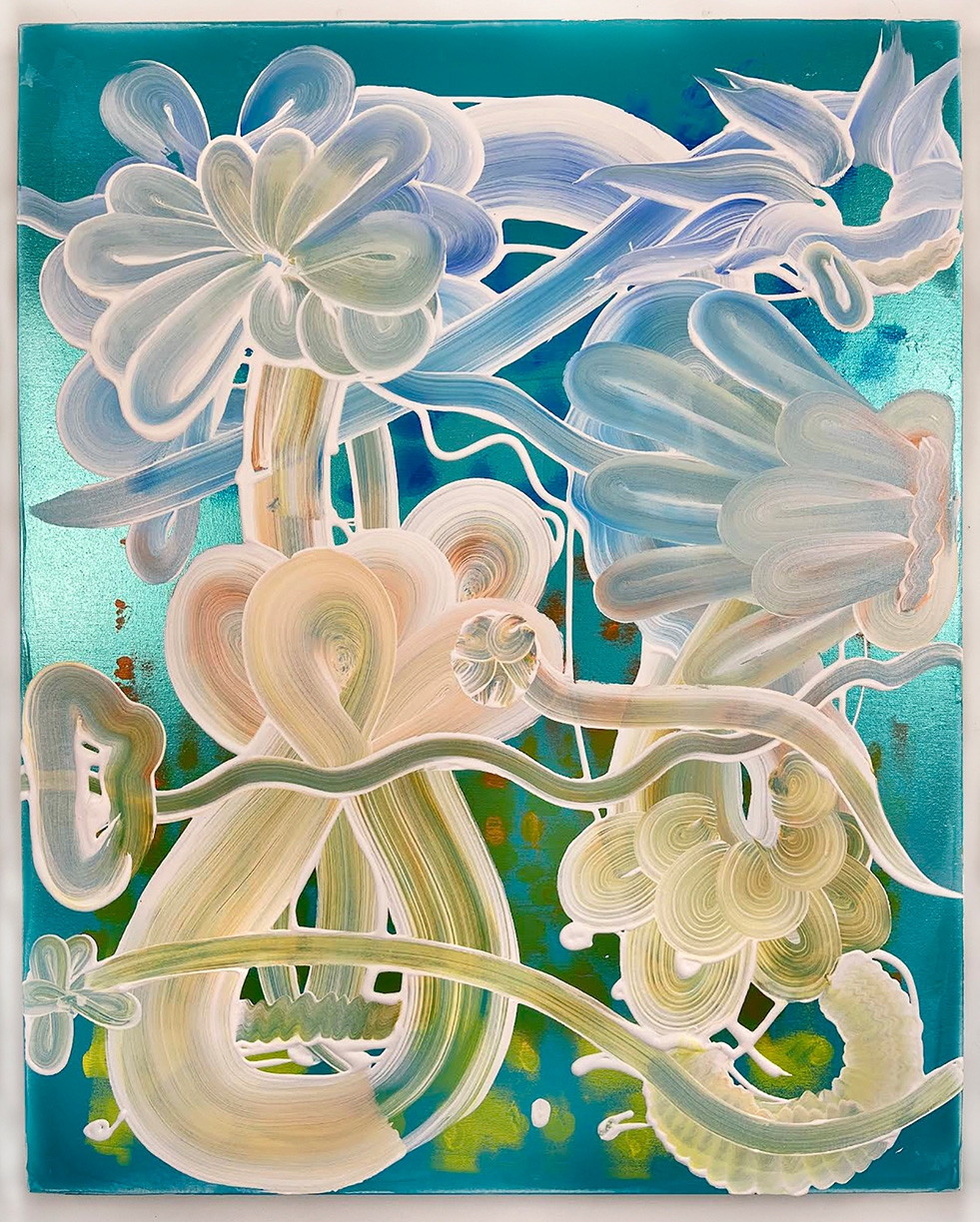 Catherine Howe: Wallflower (No. 7), 2024, Acrylic and mica pigments on canvas, 30 x 24 x 1.5 inches