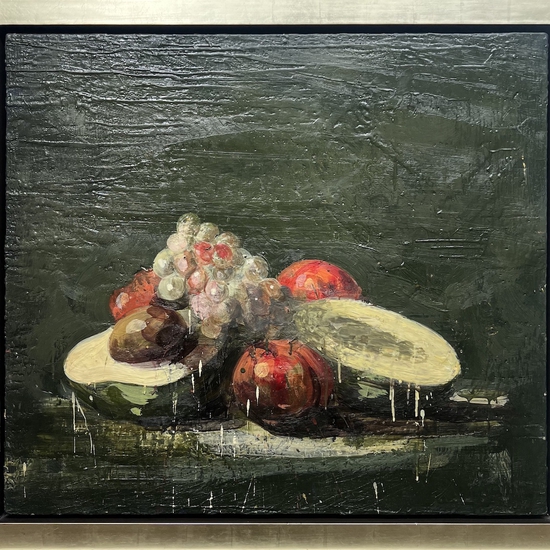 Tony Scherman: Untitled (Avocados), 2000, Encaustic on Canvas, 32 x 36 x 2.5 inches