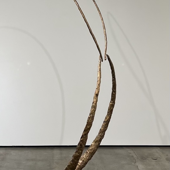Micheal Schultheis: "Galileo Dreams of Joy" sideview, 2024, Bronze, 104 x 38 x 6 inches.
