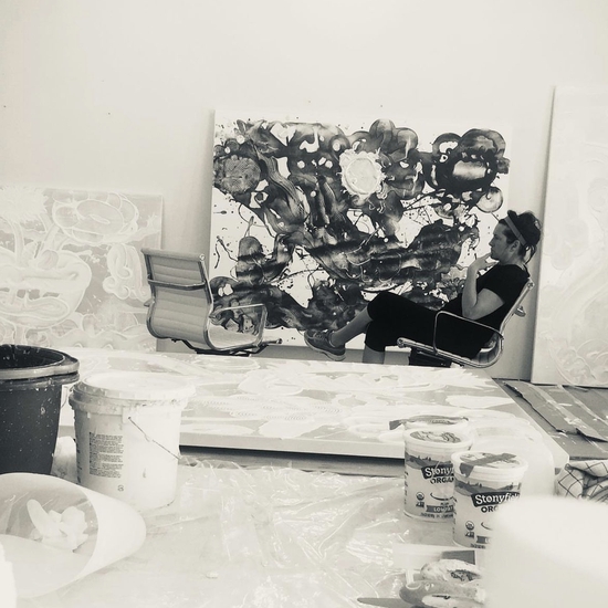 Artist in her studio