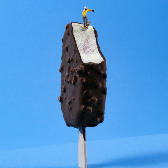 Christopher Boffoli: Ice Cream Snowboarder, 2021, Archival pigment ink print on metallic paper, Available in various sizes