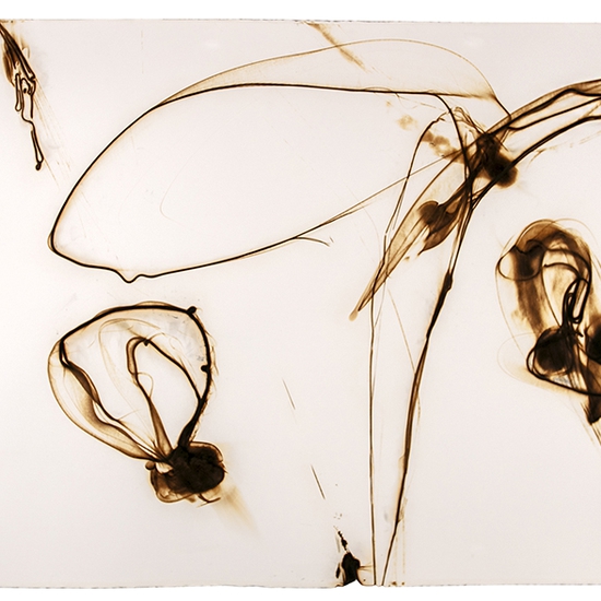 Etsuko Ichikawa, Fluid Moment 03, 2007, Glass pyrograph on paper, 52 x 112 inches