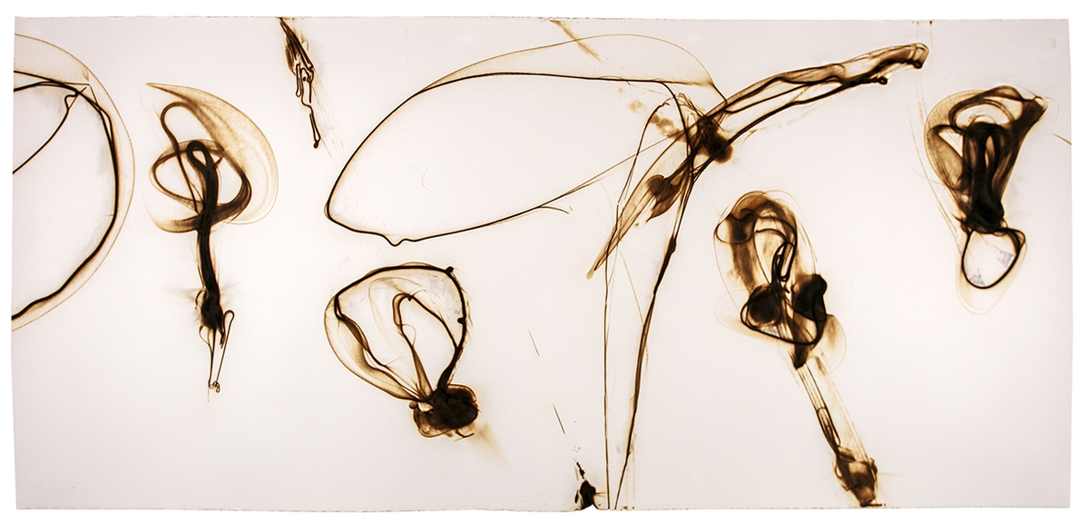 Etsuko Ichikawa, Fluid Moment 03, 2007, Glass pyrograph on paper, 52 x 112 inches