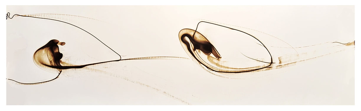 Etsuko Ichikawa, Trace 0126, 2026, Glass pyrograph on paper, 34 x 112 inches