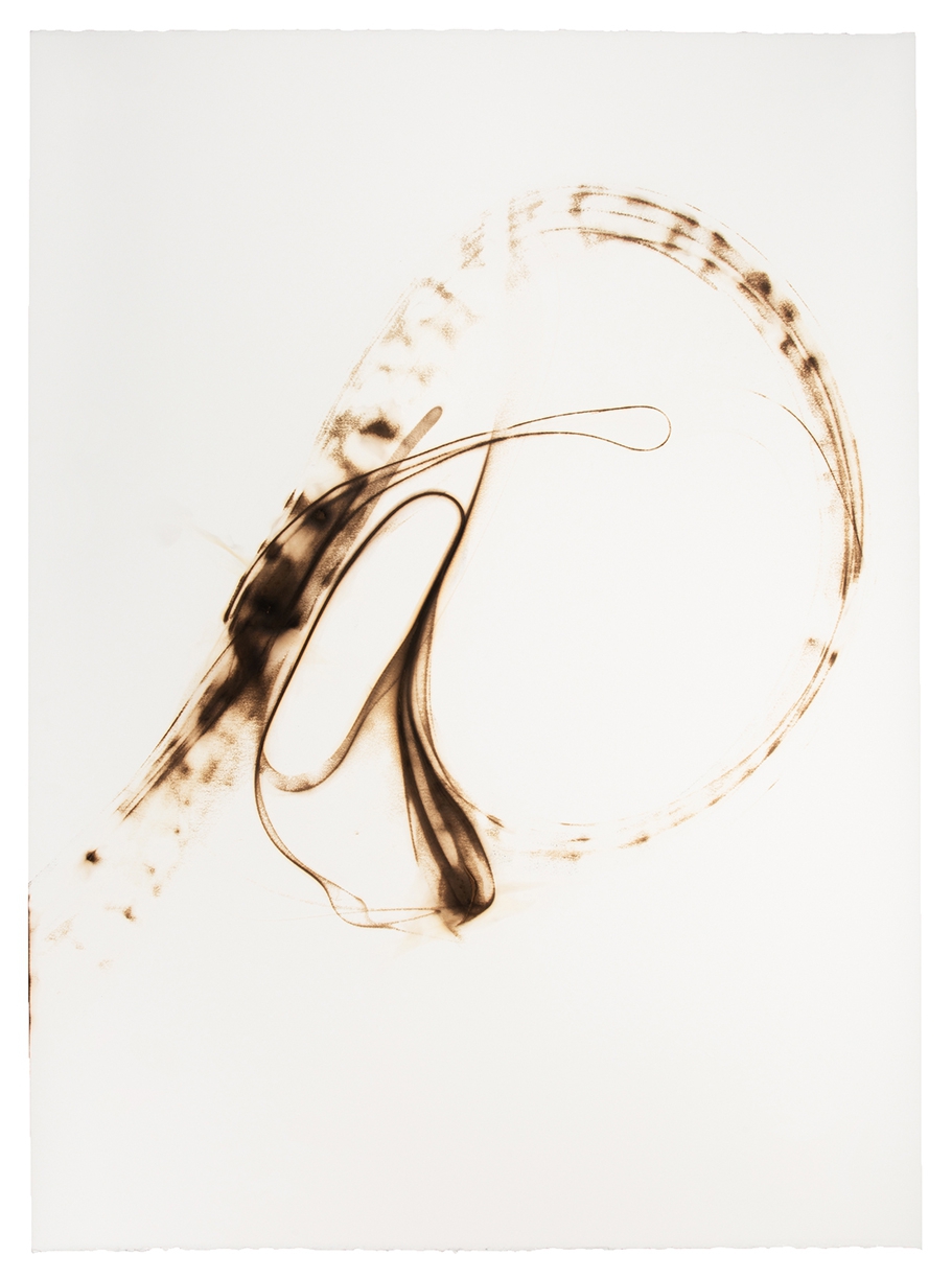 Etsuko Ichikawa: Trace 0219, 2019, Glass pyrograph on watercolor paper, 52 x 38 inches