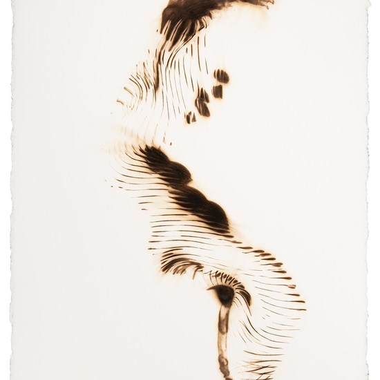 Etsuko Ichikawa: Trace 0619, 2019, Glass pyrograph on watercolor paper, 30 x 22.5 inches (framed dimensions: 37.5 x 29.75 x 1.5 inches)