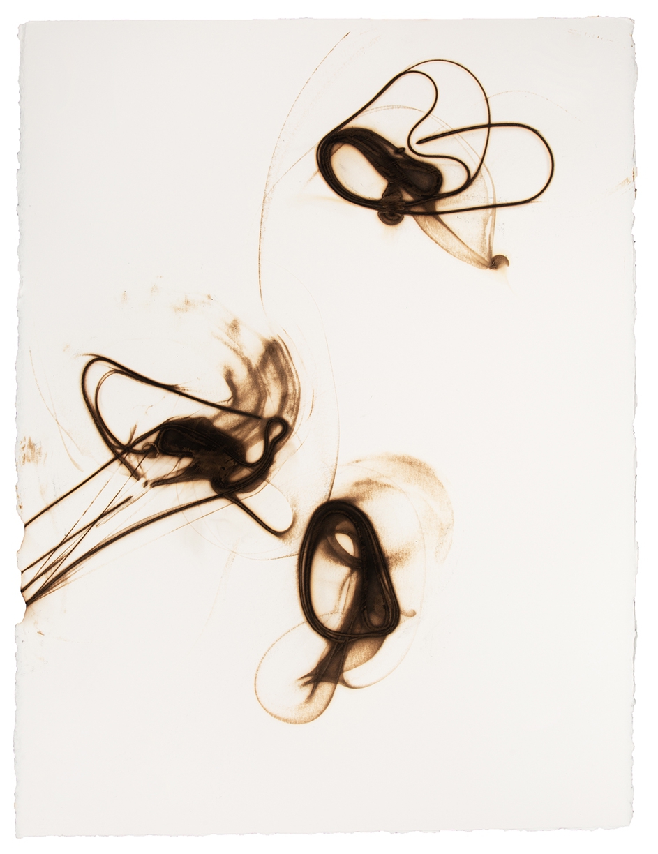 Etsuko Ichikawa: Trace 0719, 2019, Glass pyrograph on paper, 30 x 22.5 inches