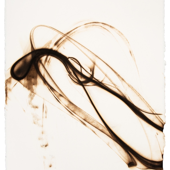 Etsuko Ichikawa: Trace 1319, 2019, Glass pyrograph on watercolor paper, 30 x 22.5 inches