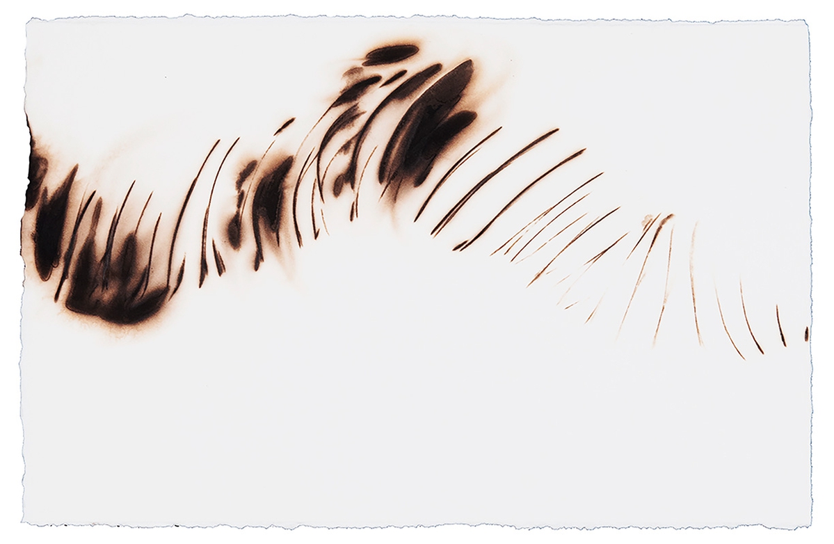 Etsuko Ichikawa: Trace 13314, 2014, Glass pyrograph on paper, 7.5 x 11 inches